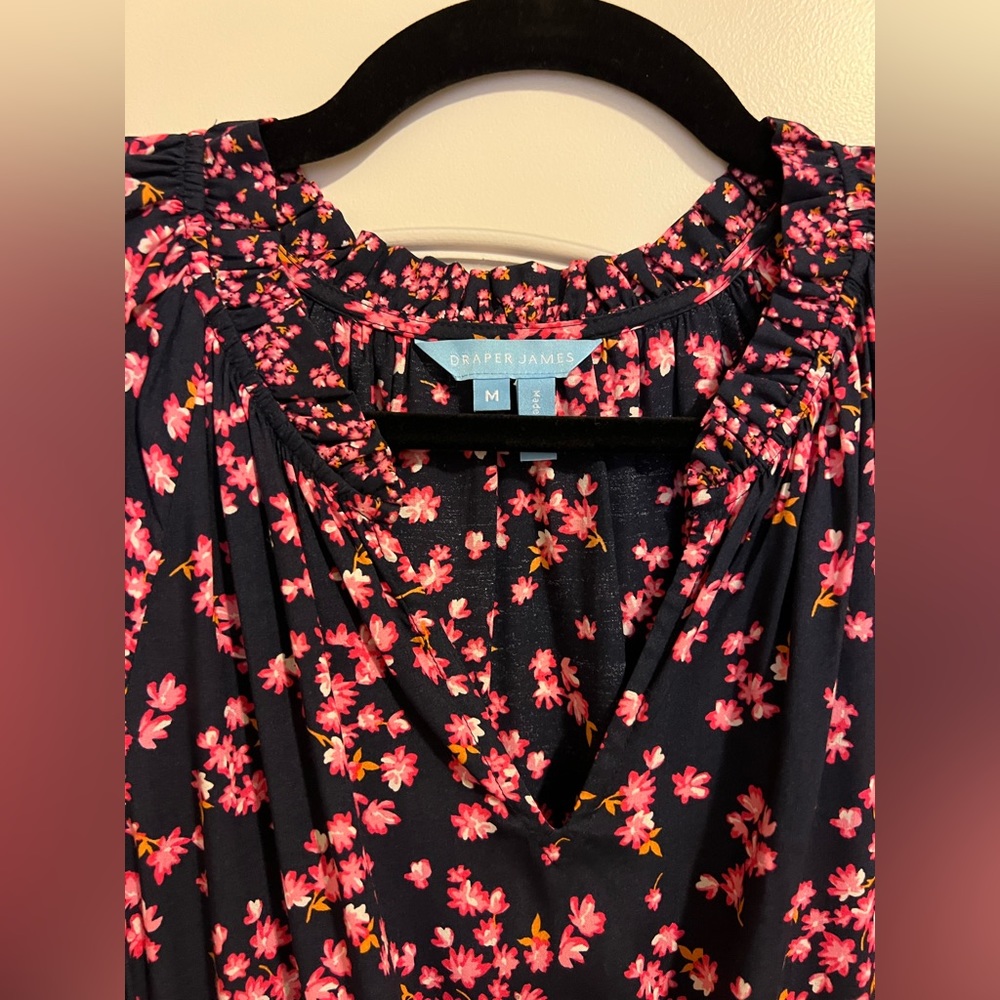 Draper James Martina Popover Dress in Navy Cherry Blossom Size M - Picture 9 of 11